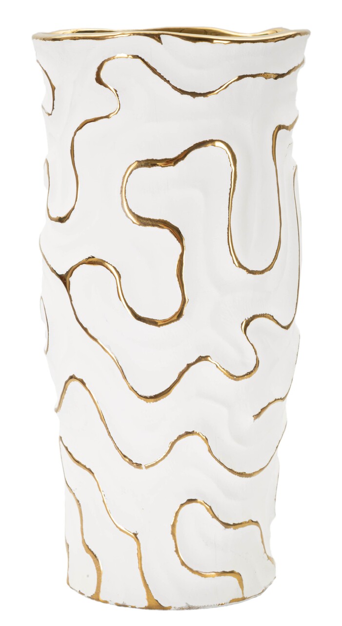 Vaza Adore, Mauro Ferretti, 16x16x32.5 cm, ceramica, alb/auriu - imagine 7